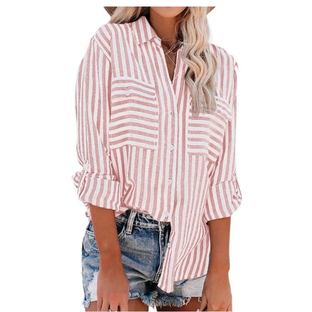 Boutique Pink Stripes Button Down shirts